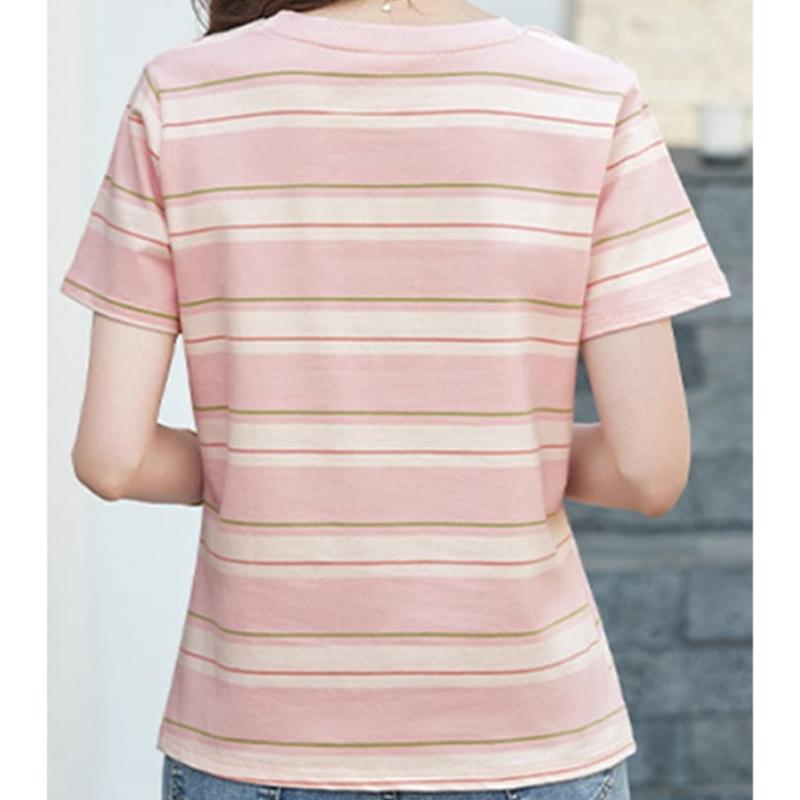 Navava Women Round Neck ShorT Sleeve STriped T shirT nT3353