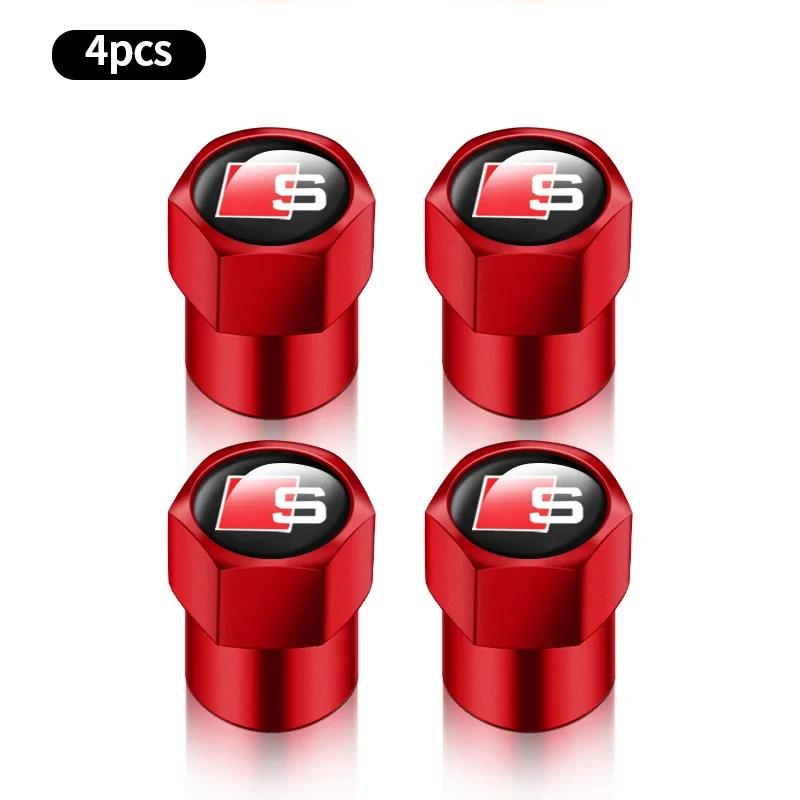 4Pcs Metal Car Logo Wheel Tire Hex Valve Caps Stem Case Covers For Audi A1 A3 A4 A5 A6 A7 A8 Q2 Q3 Q5 Q6 Q7 TT S line S3 S4 S5