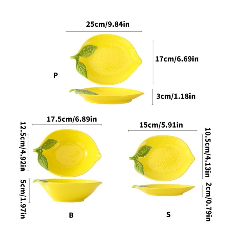 Piccola Ciotola da Immersione con Motivo di Limoni in Ceramica Piatto da Portata per Dessert Insalata Stoviglie Sicura Uso Quotidiano Regalo per Festa di Compleanno