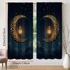Set Of 2 Islamic Moon Lamp Calligraphy Curtains Flat Printing Ramadan Eid Decoration Suitable Bedroom Living Room Wind Made Polyester Area Window