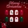 Christmas Theme Press On Fingernail With Santa Claus Art 24pcs Easy Application Holiday Party False Fingernail
