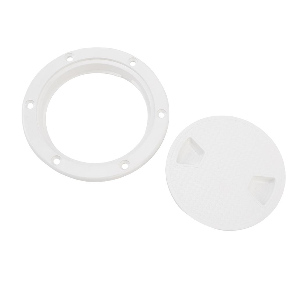 2PCS Boat Hatch Deck Plates Non Slip Round Shape Thickened Rubber Ring Inspection Deck Plate with Detachable Cover White