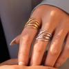 Stainless Steel Line Hollow Opening Rings for Women Men Fashion Personalized Design Waterproof Rings Party Jewelry Accessories