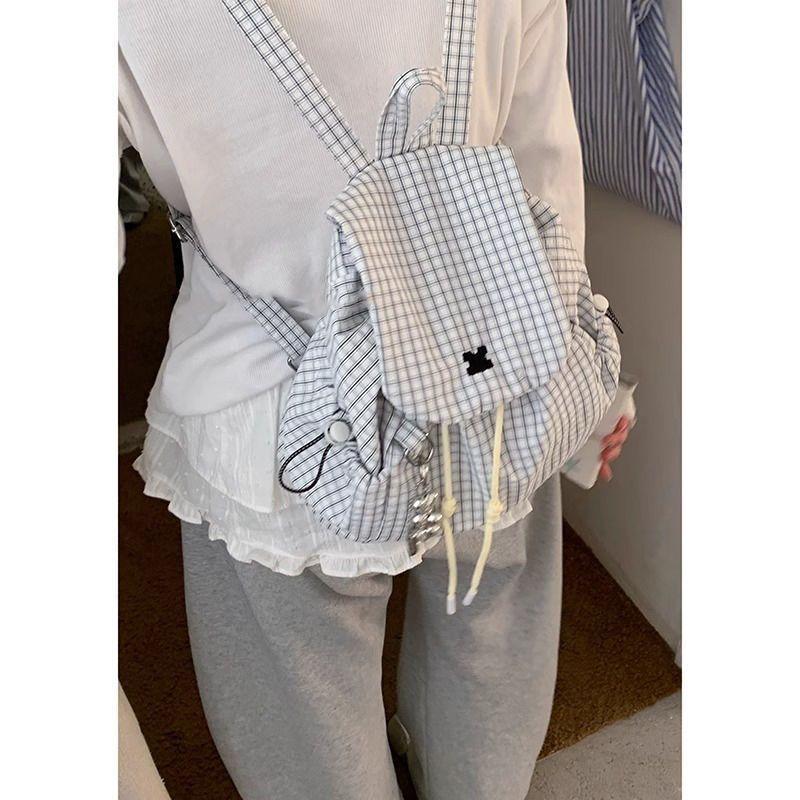 Travel backpack 2025 new trendy fashion casual schoolbag college student lightweight super fire plaid backpack