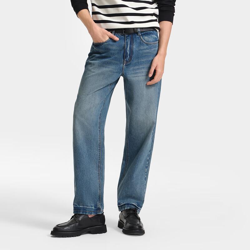 Biyinlefen Men s Washed Cotton Straight-Leg Jeans 38