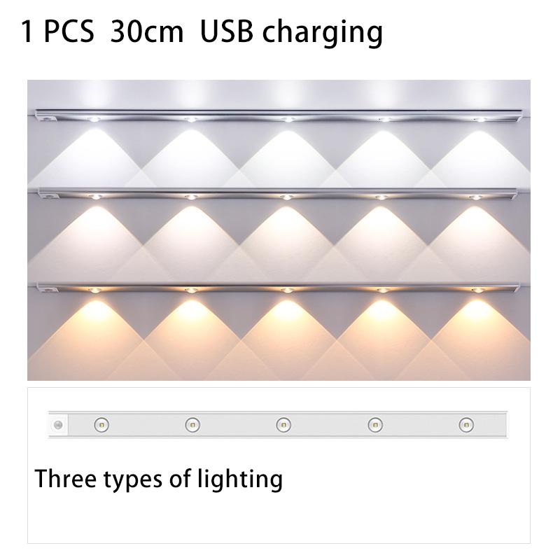 

Ультратонкий Новый Интеллектуальный Светодиодный Светильник с Датчиком Движения, Трехцветный, Питание от USB Silvery