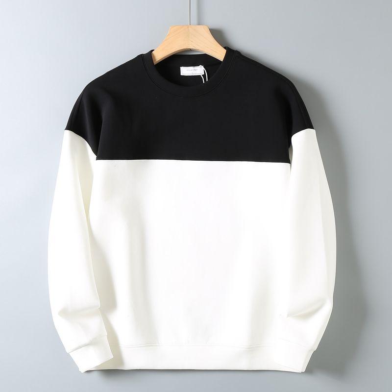 Foreign Trade Surplus Skin-Friendly Air Cotton Sweatshirt for Men, Autumn Fashion Color-Blocking Round Neck Loose Comfortable Wrinkle-Resistant Top