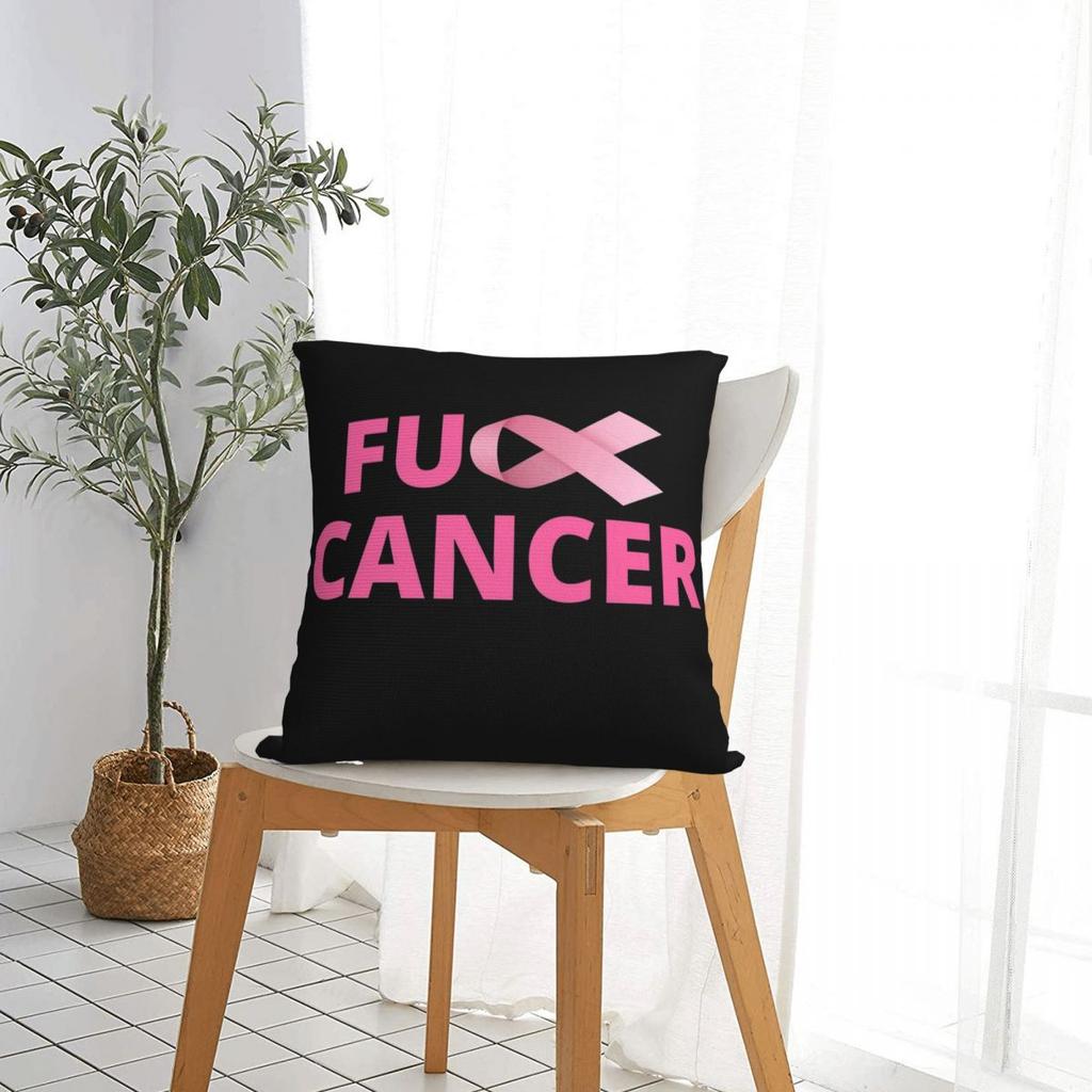 For Breast Cancer Support With Pink Ribbon Pillowcase Polyester Cushion Cover Decor Throw Pillow Case Cover Home Zipper 4040cm