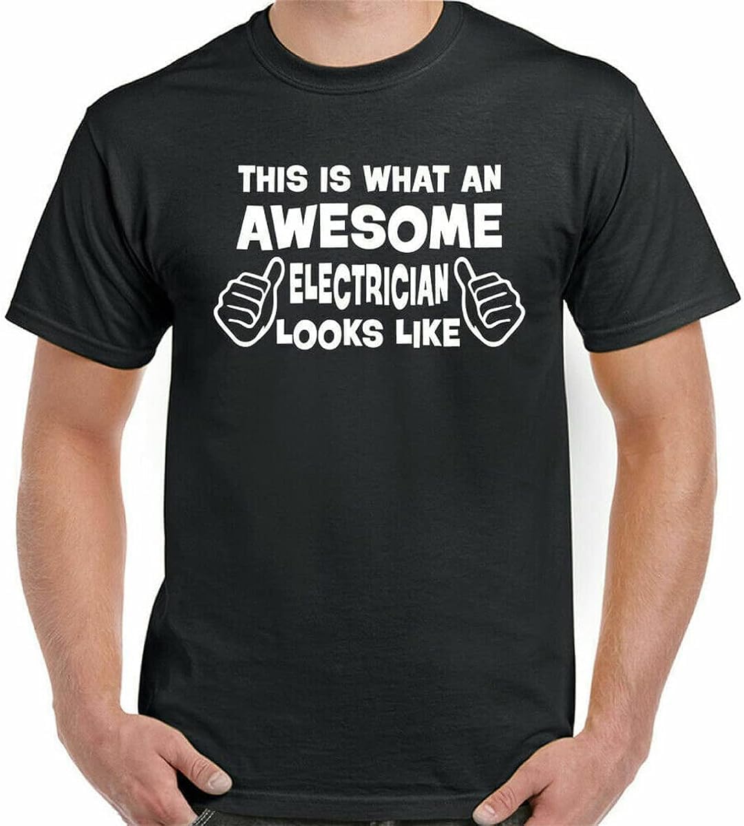 Awesome Electrician Mens Funny T Shirt Sparky Tradesman XL чёрный