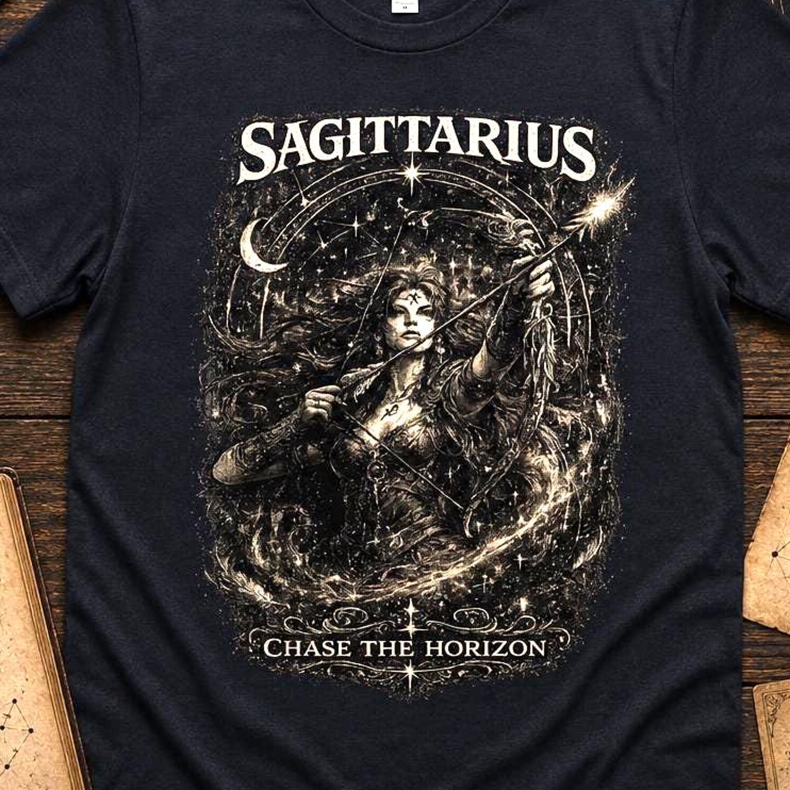 Sagittarius Zodiac Shirt, Gothic Astrology Tee | Dark Academia Horoscope T-Shirt, Celestial Archer Apparel, Sagittarius Gift for Women Men 2XL
