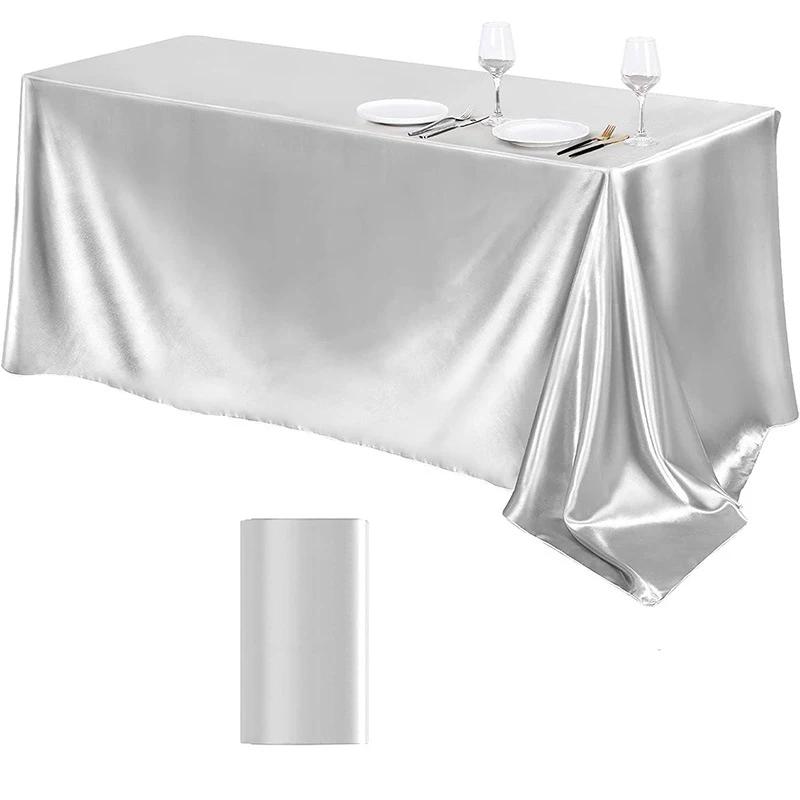 Table Cover Satin Tablecloth Soft Overlay Wedding Satin Large Bright Smooth Silk Rectangle Christmas Banquet Anniversary Dining Party Table Decor