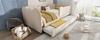 Polsterbett Tagesbett 90x190cm, Tagesbett Schlafsofa mit Ausziehbett 90x190cm, Kinderbett mit Lattenrost, Leinen, Beige, ohne Matratze