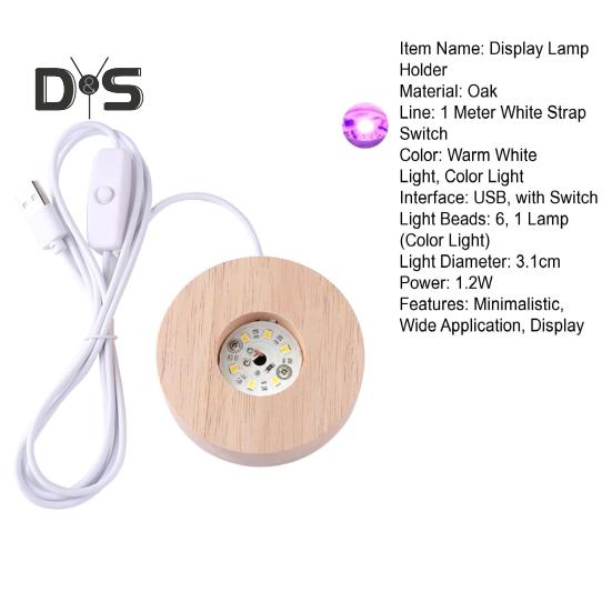 Round Night Light Wide Application Reliable DIY Wood Lamp Base