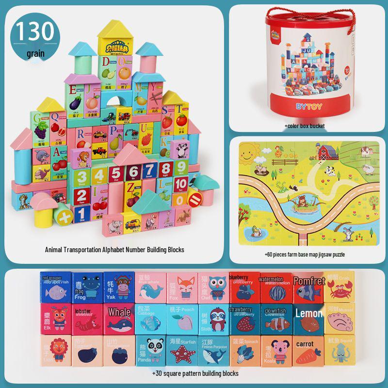 Children's Wooden Building Blocks & Puzzle Toys for Early Development (Ages 1-6)