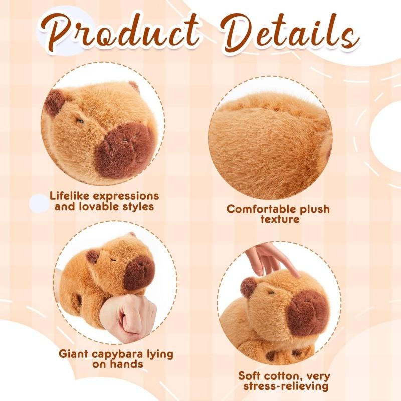Pulsera de peluche con forma de carpincho, adorable animal de peluche, con forma de carpincho kawaii, ideal como anillo de mano para niños, juguetes divertidos.