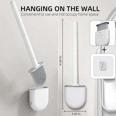 WIKHOSTAR Wandmontierte Toilettenbürste, Silikon, flacher Bürstenkopf, Toilettenbürstenreiniger, Bürstenset, Toilettenreinigungsbürste, Badezimmer