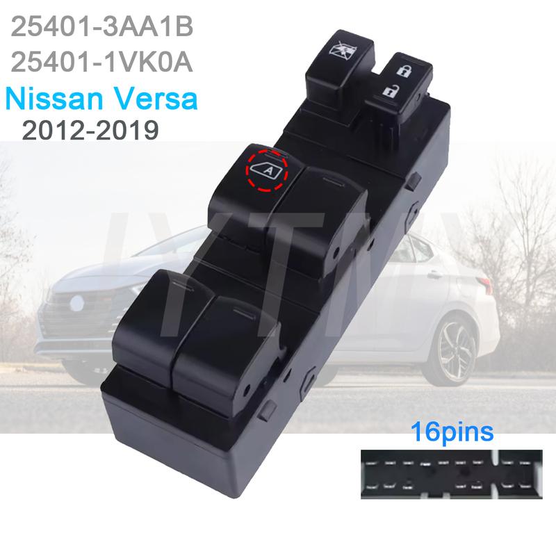 For Nissan Versa 2012- Front Left Driver Side Electric Power Window Switch Lifter Button Parts 25401-3AA1B 25401-1VK0A