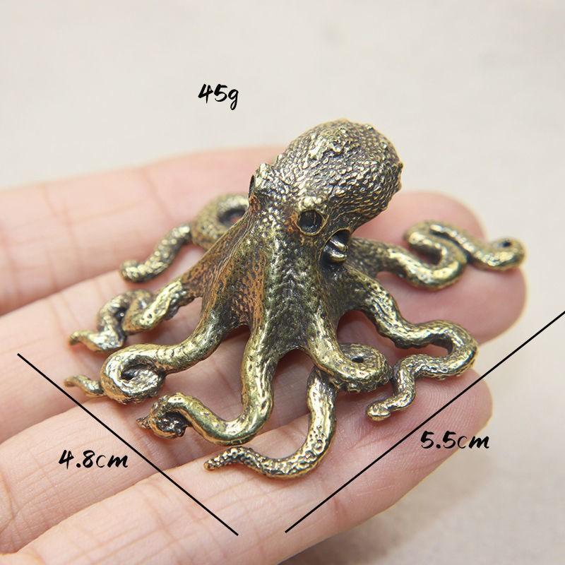 Solid Pure Brass Office Desktop Small Ornament Octopus Bronze Tea Pet Jewelry Handicraft Gift Hand Play Piece
