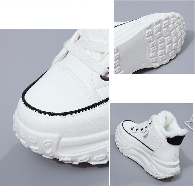 Winter High Top Sneakers Elevated Shoes Women Casual Lace Up Thickening Warm Sport Shoes Leisure Trainers Run Shoes