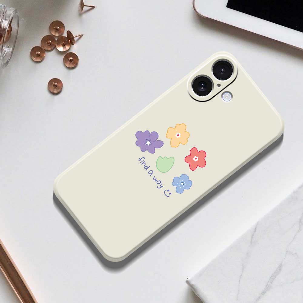 For iPhone 17 Case Five Colors Flowers Pattern Printing Straight Edge TPU Phone Back Cover