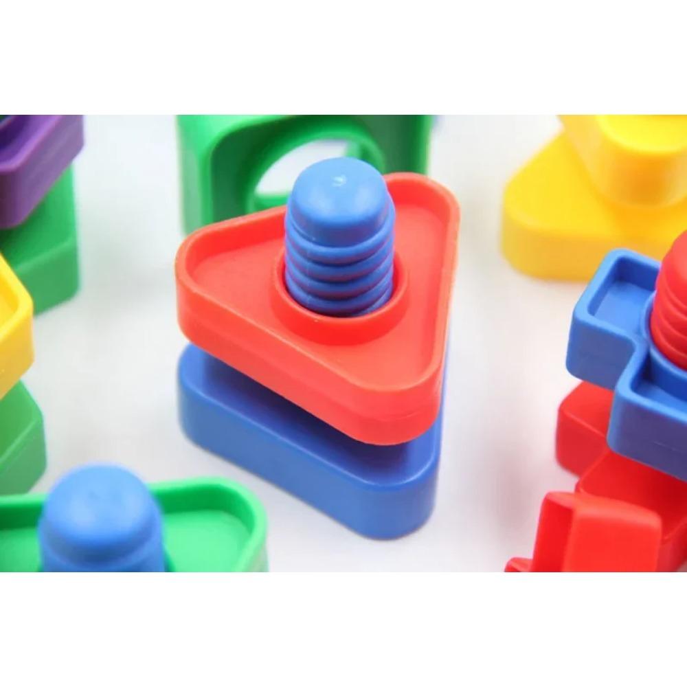 5 Set Screw Building Blocks Nut Shape Match Puzzle Toys For Children Infant Montessori Shape Color Recognize Educational Toys