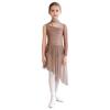 Complete Competition Lyrical Costume for Girls: Features Asymmetrical Design, Mock Neck, Mesh & Rhinestone Details