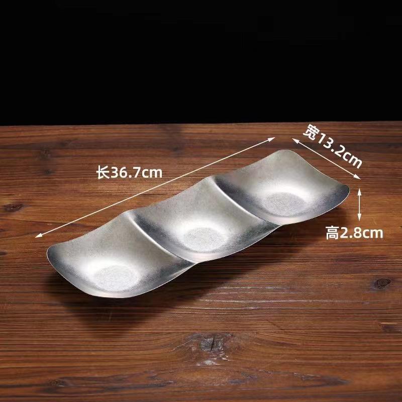 Vintage Stainless Steel Plates Dinnerware Korean Style Barbecue Household Hotel Restaurant Small Plate Sauce Dish Tray Tableware