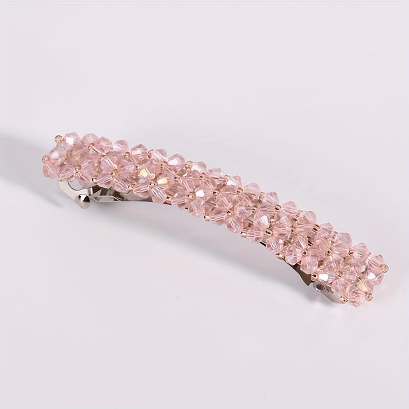 Crystal Rhinestone Hair Slide Clip - Star Shaped Plastic Barrette for Women, Shiny Bling French Hair Clasp for Fine Hair, Elegant Hair Accessory