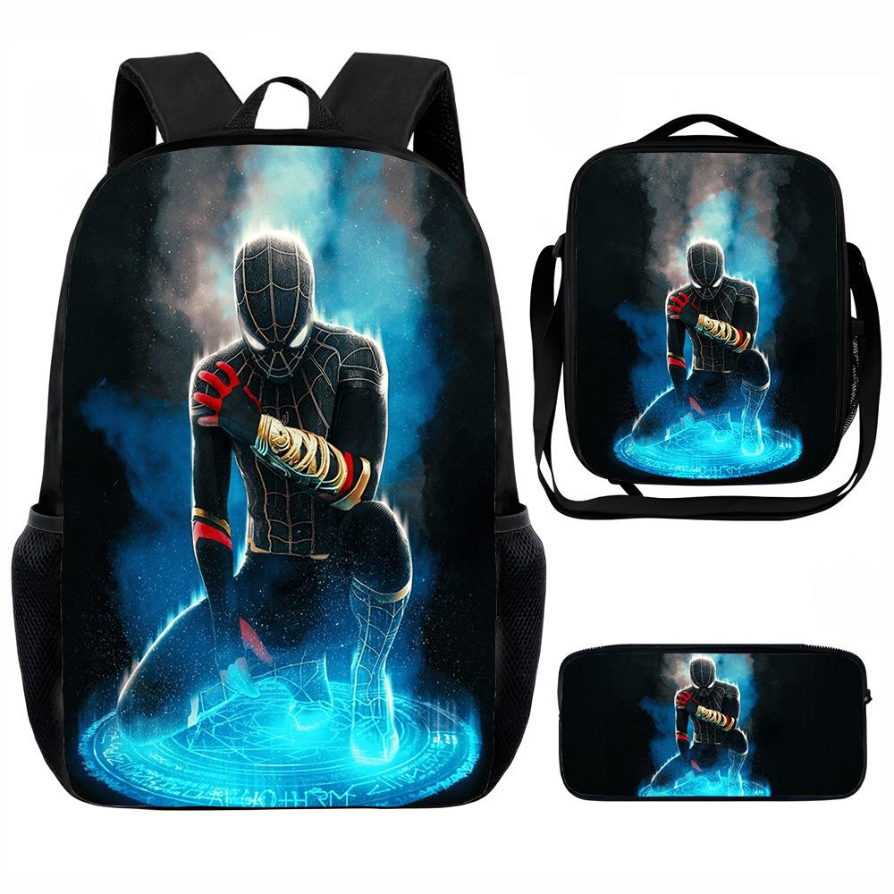 Spider-Man School Bag Lunch Bag Pencil Bag Elementary School Backpack Cartoon Peripheral Backpack Children's Bag Three-piece Set