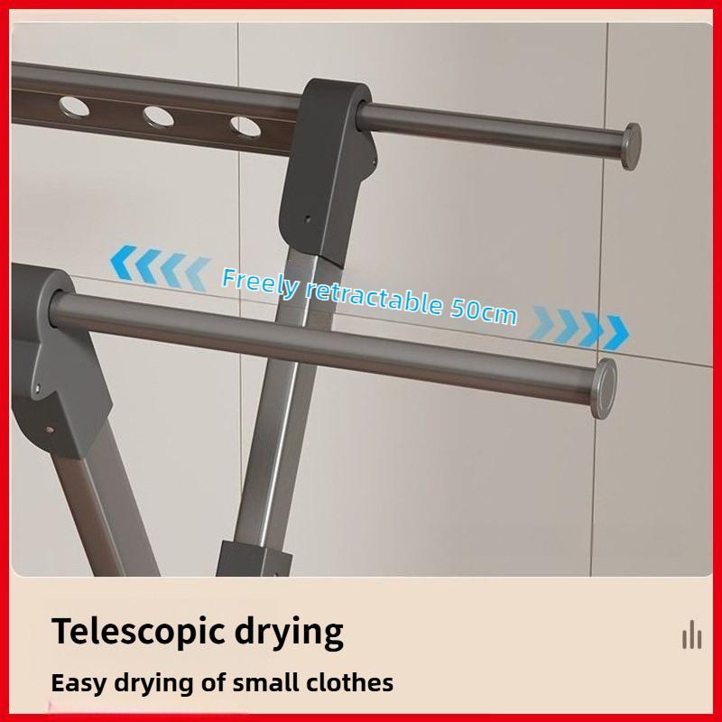 Thickened Aluminum Waterproof Clothes Drying Rod Balcony Retractable Clothes Hanger Household Floor-standing Clothes Drying Rack