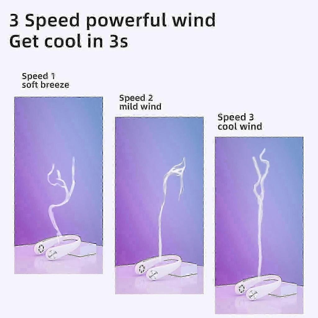 Hands Free Bladeless Neck Fan 3 Speed Adjustment 360 Cooling USB Rechargeable Neck Fan -HK908