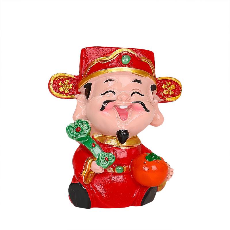 Resin Car Decoration: God of Wealth Ornament for Home & Cake