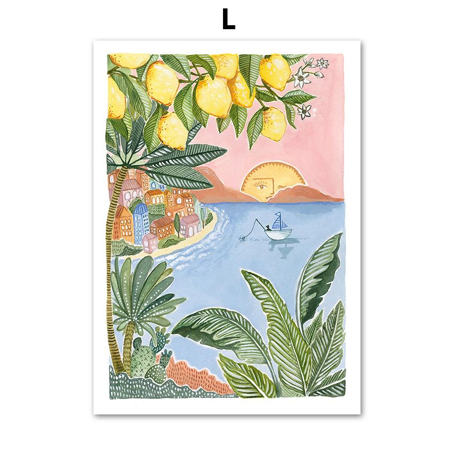 

Boho Sun Cactus Banana Tree Женская леопардовая настенная живопись на холсте Плакаты на скандинавскую тему и принты настенные панно для декора гостиной A4 21x30cm No Frame