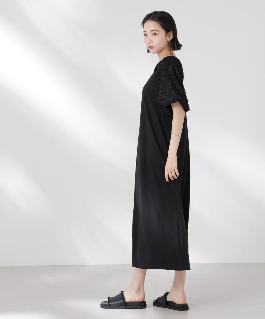 Nano Universe Ballongärm Kombinationssnitt F Damklänning, 010, Svart, 673-5119341