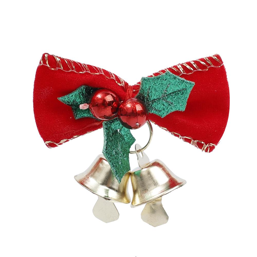 1/12Pcs Red Christmas Bow with Bell Xmas Tree Wreaths Hanging Pendant Mini Bowknot Ornament DIY Crafts Gift New Year Decorations