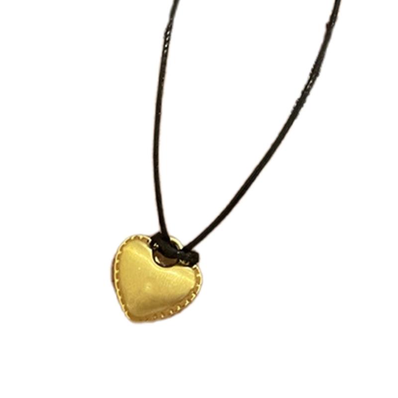 Регулируемый Чокер-Шнурок с Подвеской-Сердечком, Цепочка для Галстука, Простая Цепочка с Подвеской-Сердечком, Ювелирное Изделие, Цепочка на Ключицу 1