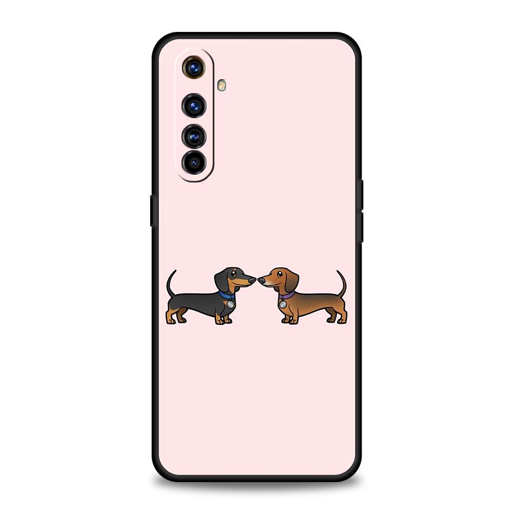 

Чехол для телефона такса сосиска Для Realme 12 11 10 6 7 9 Pro Plus 8 5G C35 8i 9i GT2 GT3 GT5 GT Neo 2 3 5 Черная крышка 9-9Pro Plus