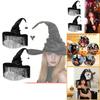 Enchanting Black Ruffled Fringe Hat For Halloween Party Witch Costume Accessory