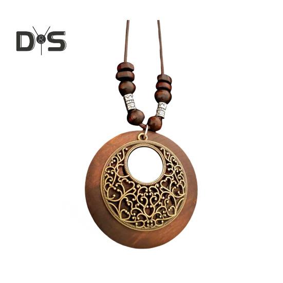 

Женская цепочка для свитера, однослойные деревянные бусины, декоративная роза, кулон, ретро-стиль, этническая одежда, украшения для свиданий, выпускного вечера, украшения для одежды, ожерелье E