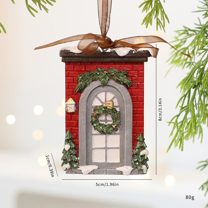 Ornament Tree Christmas Resin Vintage Bell Bow Wreath Christmas Stocking Pendant