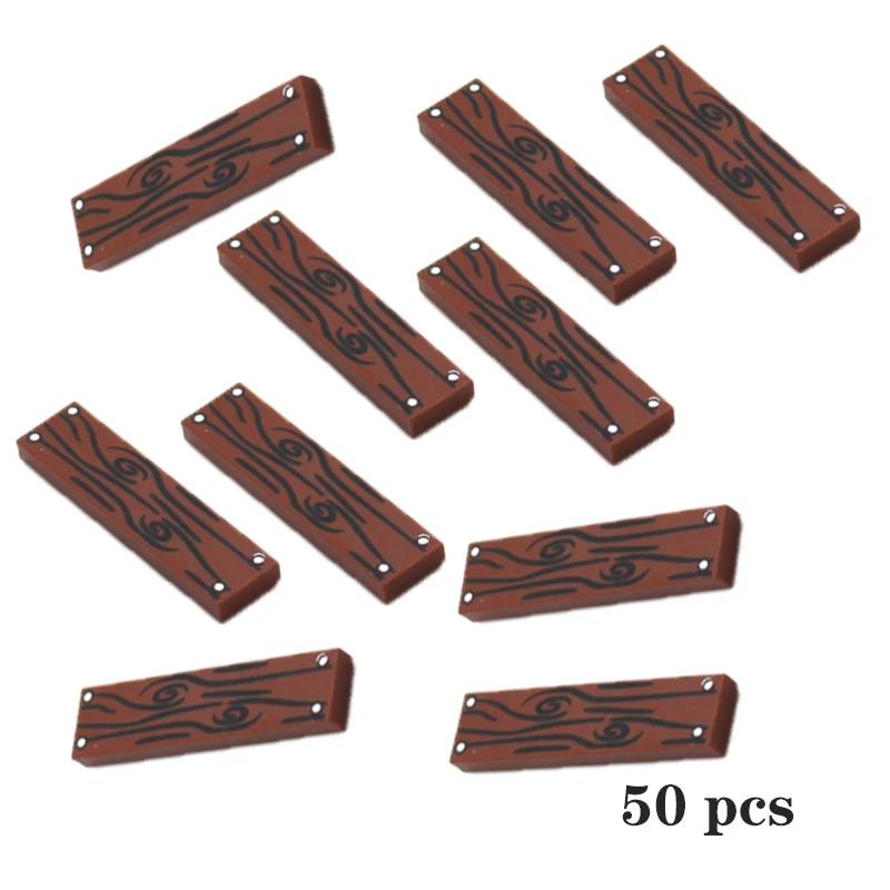 Non-Toxic 50Pcs Moc Tile Smooth Printed 1X4 Size 1*4 Assemble Particles 2431 Wood Grain Pattern Traffic Warning Bricks Diy Toy For Kids