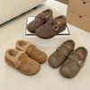 Women's Winter Warm Faux Suede Moccasin Non-Slip Short Booties With Fuax Fur Lined Walking Flats Shoes Casual Fuzzy Outdoor Indoor Shoes for Women
