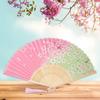 [boshiho] Stylish Japanese-style bamboo fan for men and women, made of silk, featuring beautiful floral, butterfly, and cherry blossom patterns.