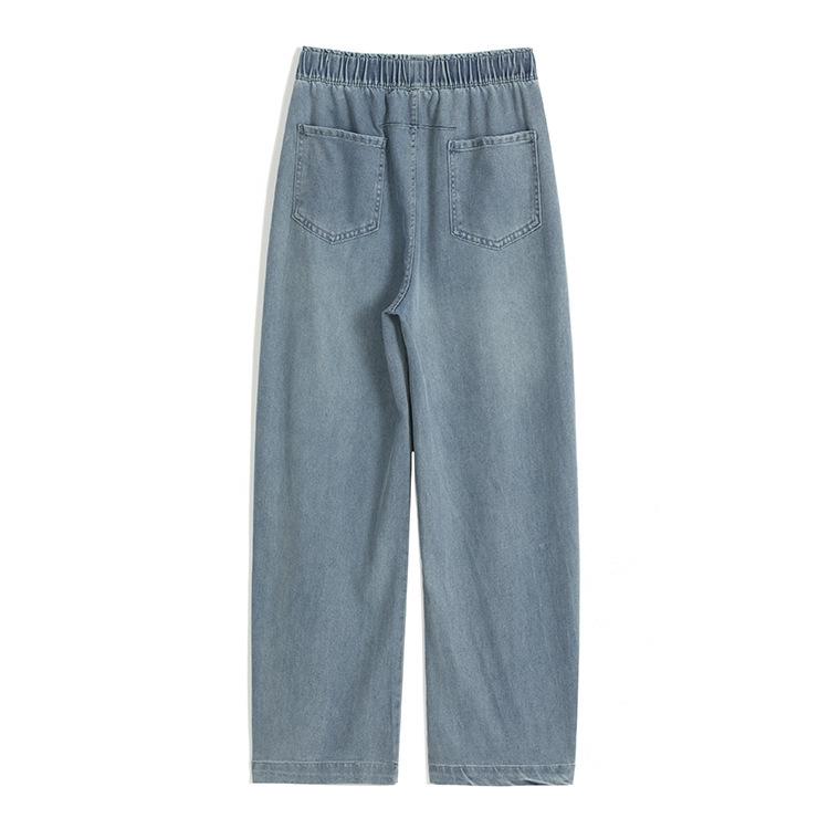 Lyocell 49.6% Super Soft Elastic Waist Denim Curved Leg Floor-Length Banana Pants - Spring Collection
