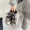Leather platform Paris dad shoes women's 2025 autumn new three-color shoelaces are old and polished trendy sports and leisure shoes