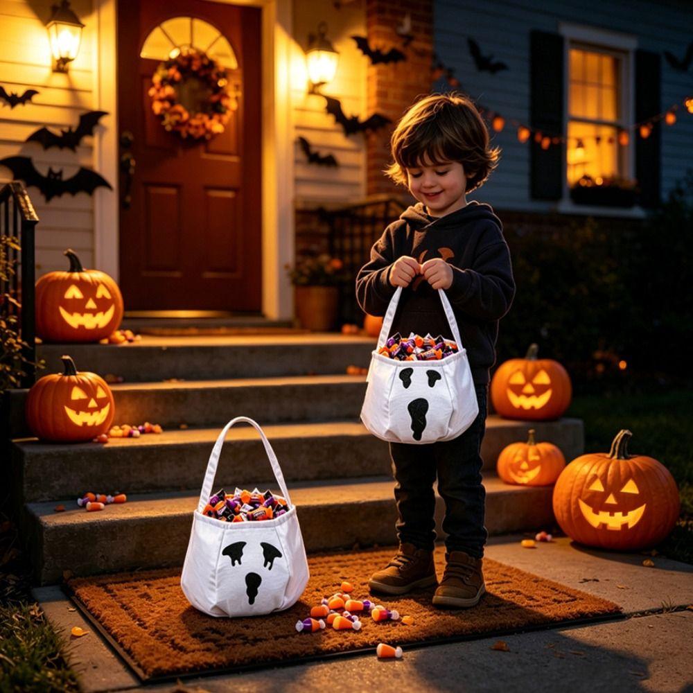 Trick or Treat Halloween Candy Bag Ghost Trick-Or-Treat Candy Basket Pumpkin Candy Bucket Gift