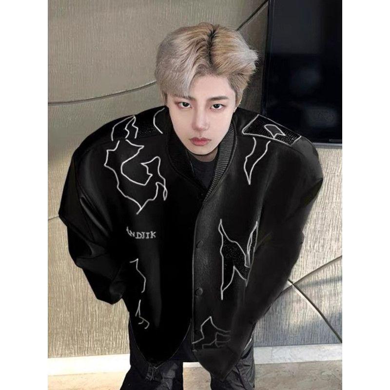 Мужская винтажная бейсбольная куртка-бомбер с вышивкой и стразами 2XL