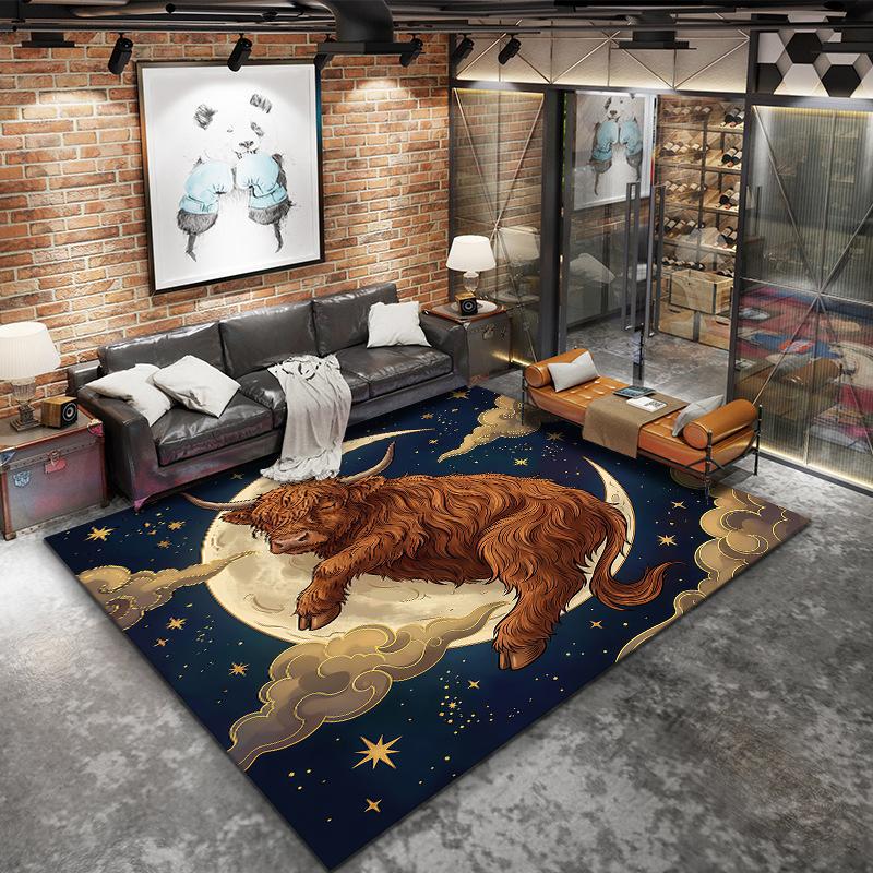 Moon animal cloud Pattern Square Carpet,Area Rug,Carpet Rug for Living Room Bedroom Sofa Playroom Decor,Non-slip Floor Mat,Holiday Birthday Gifts