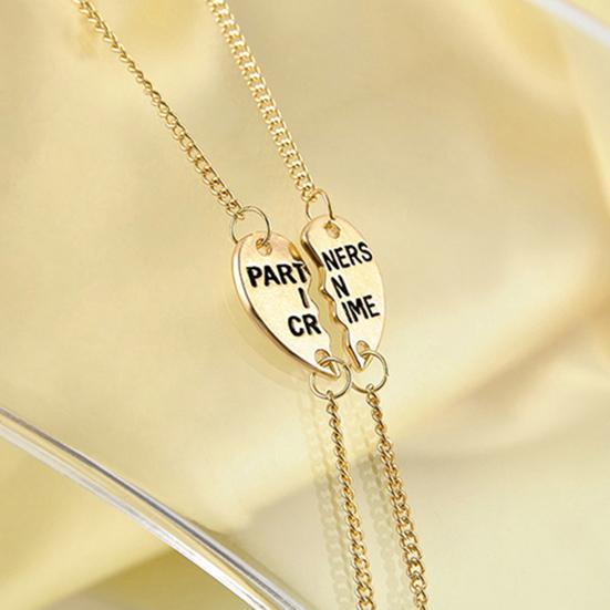 2 Pcs Women Bracelet Cute Jewelry Gift Alloy Partners Love Heart Bangle for Party