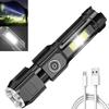 Super Bright LED Flashlight with COB Sidelight USB Rechargeable Zoomable Waterproof Torch Light for Outdoor Camping Hiking Lighting